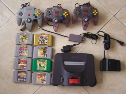 Nintendo 64 (3 Controles, Cargador, Swich/ Adapt 8cartuchos)