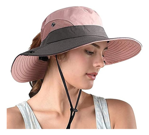 Practico Sombrero Para Sol Mujer Uv Color Rosa Plegable