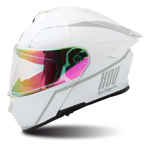 Casco Abatible Kov Original Thunder Waves Blanco Perla Dot