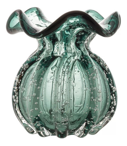 Vaso Lyor Italy De Vidro Verde Esmeralda 10cm X 11cm