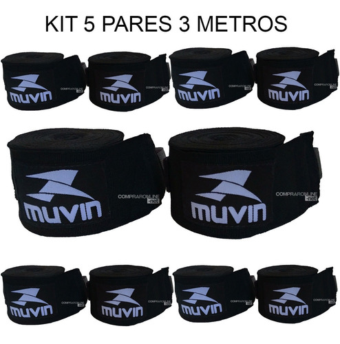 Kit 5 Bandagens Atadura Elastica Muay Thai Boxe