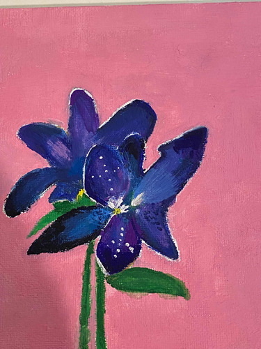 Pintura En Lienzo De 15x1g Cm En Guache Orquídea Azul