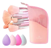 Comprar Set Maquillaje 10 Brochas Pinceles Con Estuche + Esponjas