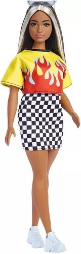 Boneca Barbie Fashionistas - Vestido Xadrez Vermelho Grb49 - MP