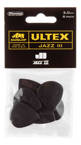 Set De Uñetas Dunlop Ultex Jazz Iii 2.0 Pack De 6