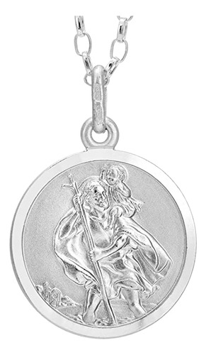 Plata De Ley St Christopher Colgante Con 18  Plata Cadena Y