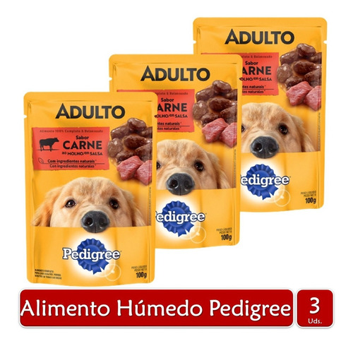 Pedigree Alimento Húmedo Para Perro Adulto Res 100g X3uds