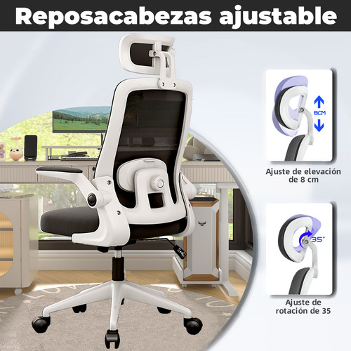Jeeleeko Silla Gamer Oficina Ergonómica Inclinable Del Tapizado Malla Color Blanco Material Del Tapizado Algodón Color Blanco