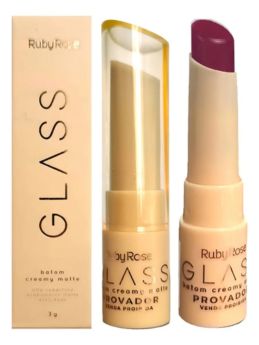 Batom Creamy Matte Glass Ruby Rose Aveludado Resistente Água Cor GL08