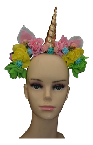Diadema Unicornio Con Flores De Colores Festival Primavera