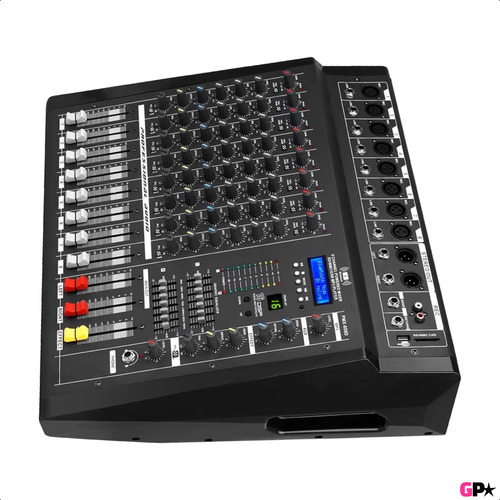 Sistema De Sonido 600w Mixer 8ch Potenciada 2 Bafles Cables
