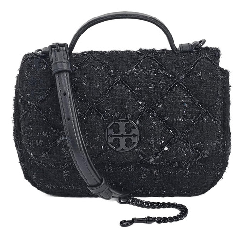 Tory Burch Willa Negro Con Herrajes Negros Con Cuentas De Tw