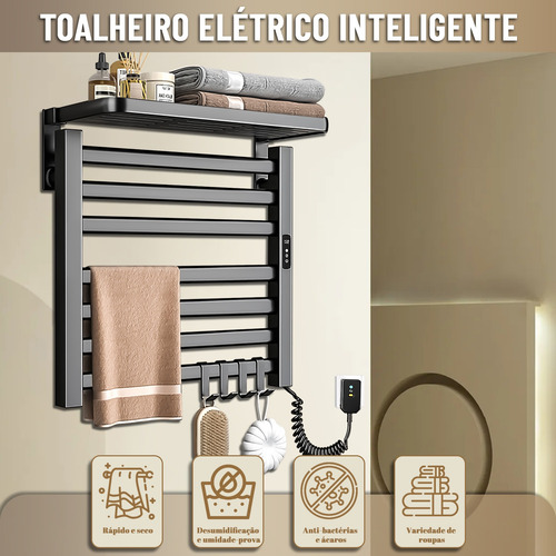 Toalheiro Elétrico Com Controlo De Temperatura E Prateleira
