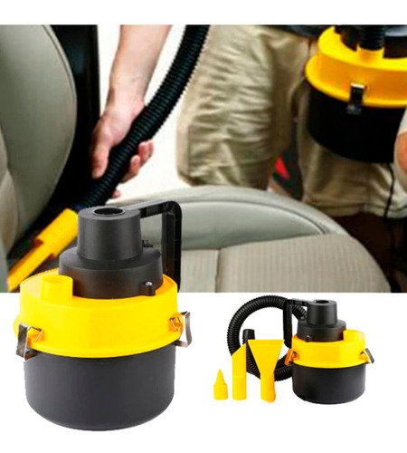 Imagen 5 de 12 de Aspiradora Para Auto Inflador Tambor 12v 90w 2 En 1 Potente Color Amarillo