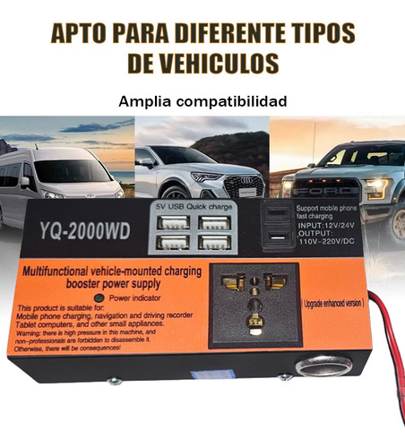 Inversor De Voltaje Auto Convertidor Corriente 200w 12v-220v