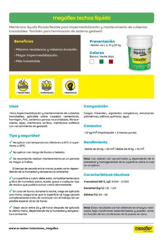 Imagen 3 de 5 de Megaflex Membrana Liquida Transitable X 20 Kg Blocke