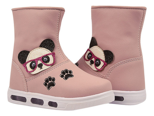 Imagem 2 de 4 de Bota Tênis Infantil Menina Grugui Sola Com Luz Led Zíper