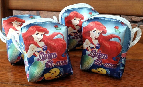 10 Bolsinha Porta Moedas Niquel Personalizada Ariel Sereia