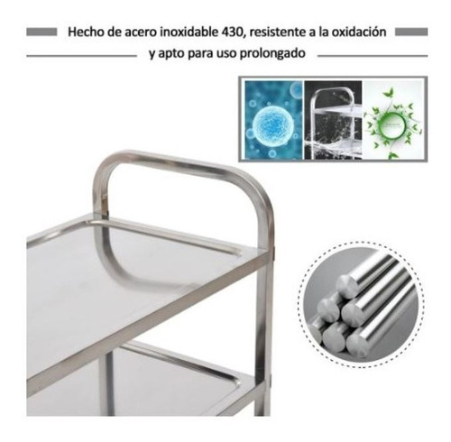 Imagen 4 de 9 de Carro De Acero Inoxidable 3 Bandejas Con Freno./ Eiproltda.