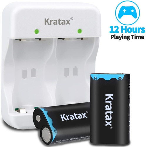  Batería Y Cargador Kratax Para Xbox 2-pack 2500 Mah Ni-mh 