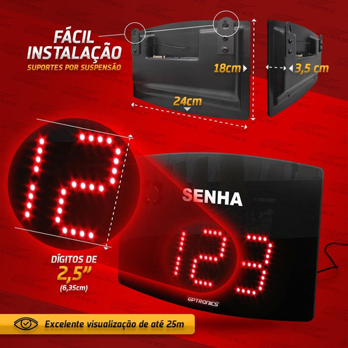 Painel de Chamada Sequencial GPTRONICS Agilize Slim 25 SA cor do LED vermelho