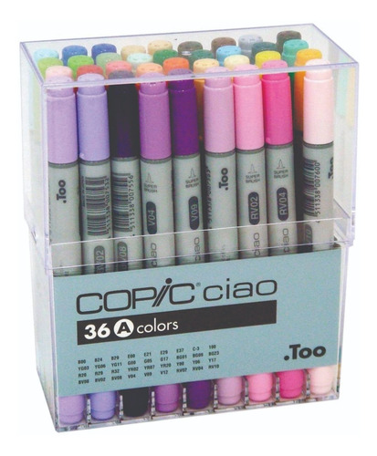 36 Marcadores Copic Ciao Estuche Doble Punta Chato Brush