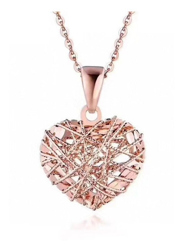 Imagen 1 de 7 de Cadena De Eslabones Oro 18k Colgante Corazón Enredado 18k