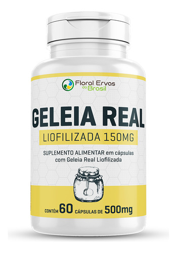Geleia Real Liofilizada 60 Caps Imunidade & Saude 500 Mg Sabor Sem Sabor Floral Ervas do Brasil