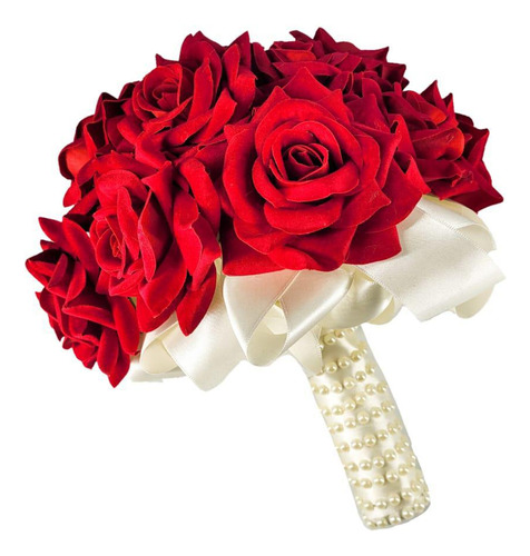 Buquê De Noiva Rosas Vermelhas Com Pérolas Casamento Flores