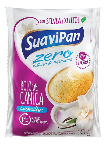 Mistura para Bolo de Caneca de Baunilha Zero Açúcar sem Lactose Suavipan 60g