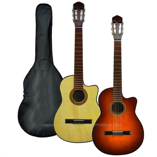 Imagen 5 de 10 de Guitarra Criolla Con Corte Superior + Funda + Pua + Garantia
