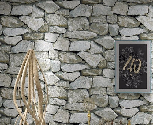 Imagen 2 de 3 de Papel Tapiz Wp54004 Piedra Textura Ladrillos Moderno 3d