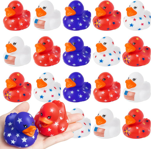 Jouierty 20pcs Patrióticos Ducks De Goma 2 Duckies Blancos R