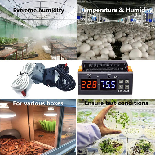 Controlador Stc-3028 Ac110-230v Temp & Hum Dual Display & Re