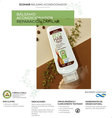 Imagen 4 de 7 de Eco Hair Anticaida Combo Locion + Shampoo + Acondicionador