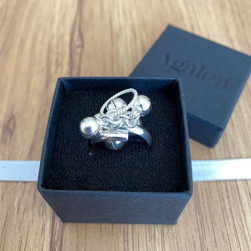 Imagen 8 de 10 de Anillo Cascabeles Colgantes Ajustable Plata Ley .925 Agálea