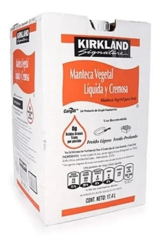 Manteca Vegetal Cremosa Liquida Kirkland  17.4l Msi