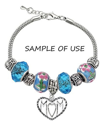 Rubyca Pulsera Con Dijes Europeos, Cadena De Serpiente Chapa