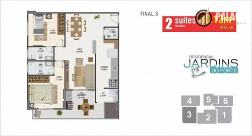 Apartamento Com 2 Dormitórios À Venda, 80 M² Por R$ 500.100,55 - Canto Do Forte - Praia Grande/sp - Ap2707