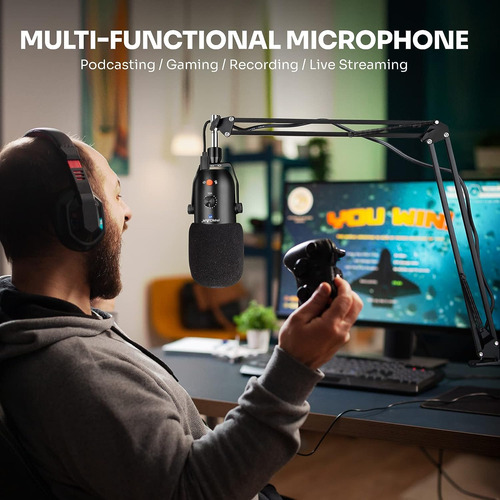 Microfono Usb Para Pc Computadora Ps4 Condensador Cardioi...