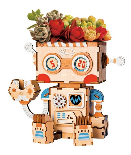Diy Rompecabezas 3d Modelo Robot Maceta  Robotime Puzzle 3d