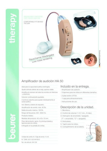 Imagen 4 de 6 de 2 Piezas Audífono Auditivos Amplificador Sonido Ha50 Beurer