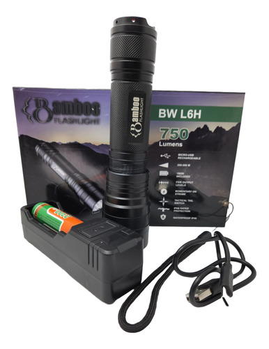 Linterna Tactica Bamboo Led 750 Lumens Bwl6h 500 Metros.