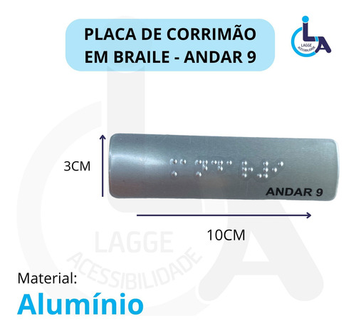 Kit 10 Placas Braile Para Corrimão Andar 9