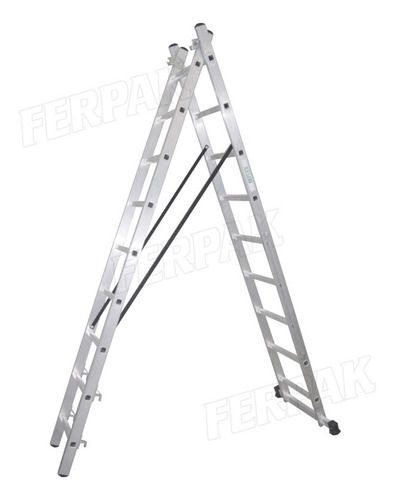 Escalera Aluminio Biflex 2 Tramos 22 Escalones Ferpak