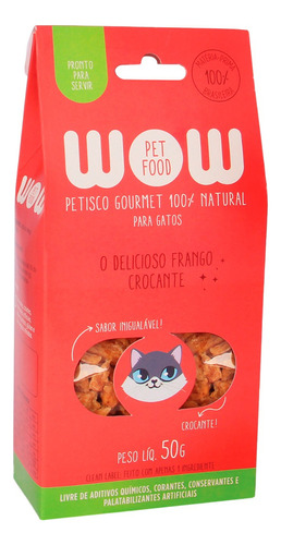 Petisco Natural Wow Pet Food Frango Crocante Gatos 50g