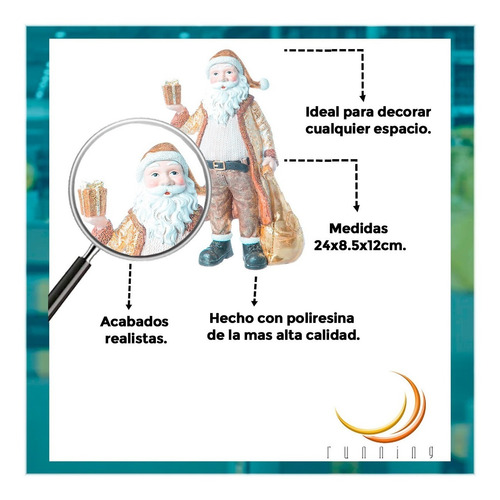 Imagen 2 de 6 de Muñecos Navideñosrunning Santa Con Caja De Regalo Y Costal