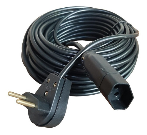 Extensão Elétrica 50 Metros 10a Cabo Pp2x1,0mm Plug Reto Cor Preto 127V/220V