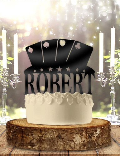 Cake Topper Adorno Torta - Cartas Poker Personalizado 