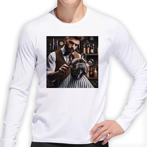 Remera Hombre Ml Barberia Bulldog Frances Peluqueria M1